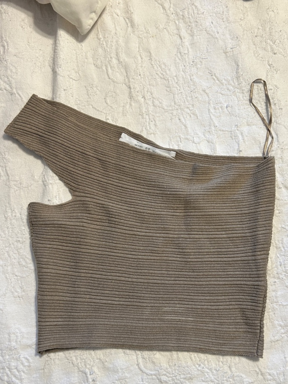 Urban Outfitters One-Shoulder Ribbed Camisole in Taupe